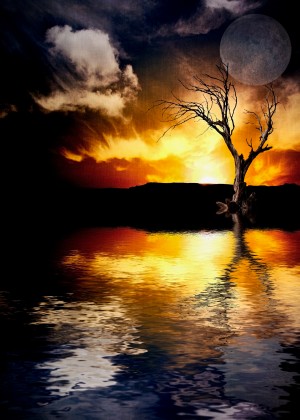 Dramatic Sunset Over Calm Lake
